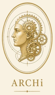 ARCHi’s original gold human-profile-and-gears emblem