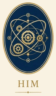HIM’s original gold-and-navy orbital-gear emblem