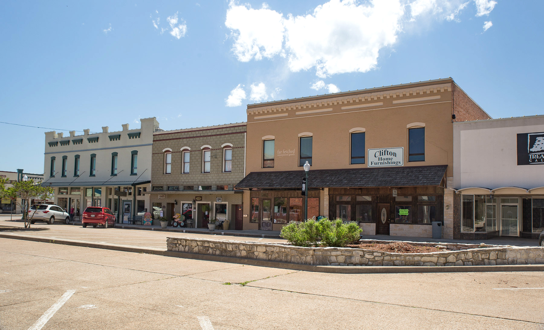 Historic storefronts in downtown Clifton