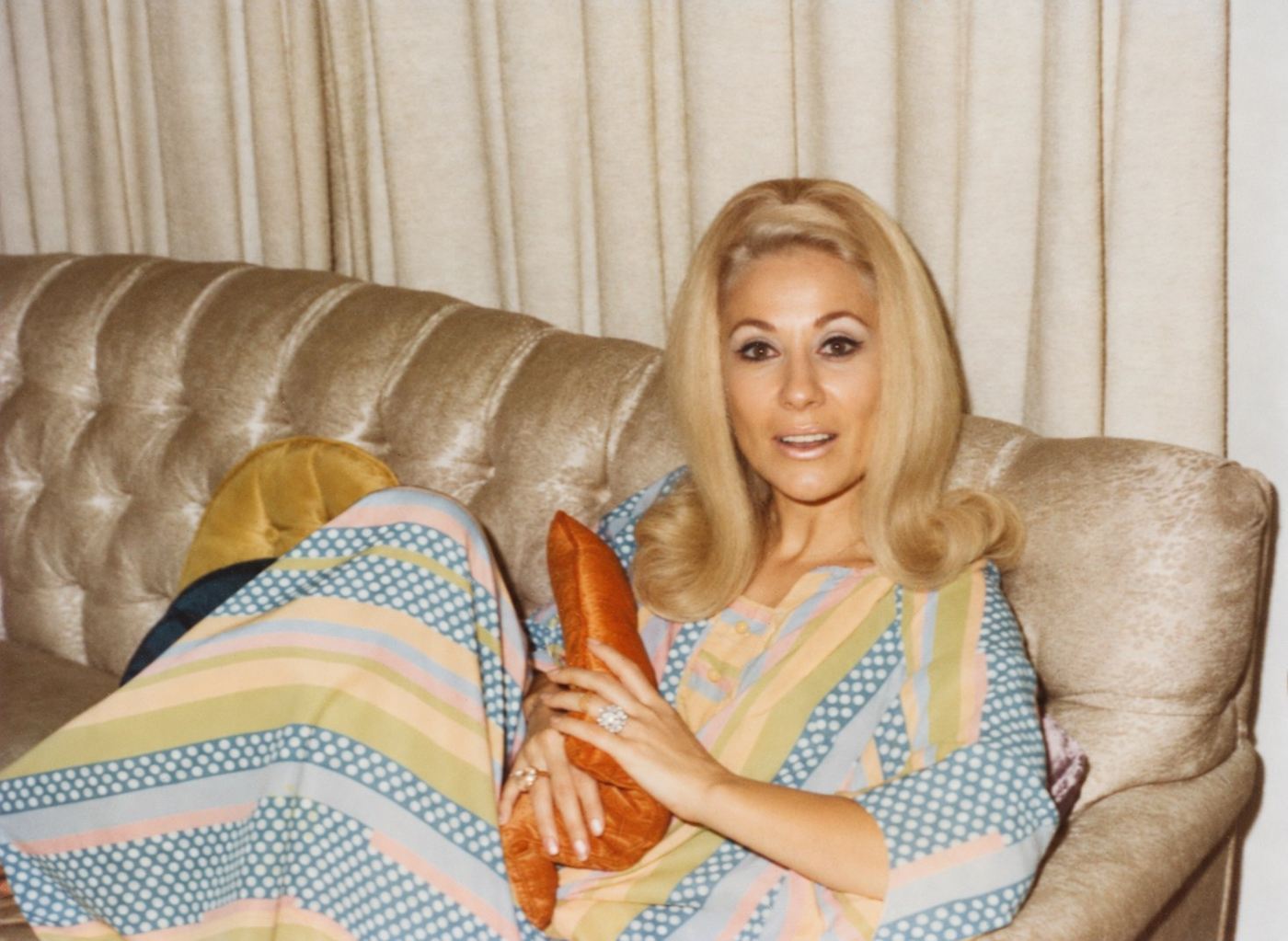 Restored family photograph of Ivana Sue Birdwell Anderson reclining on a sofa