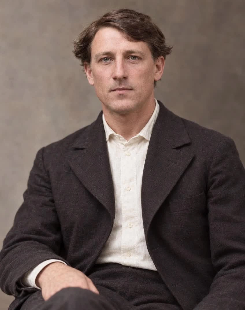Reconstructed animated portrait of Edward Whitehead Perry; modern artistic interpretation
