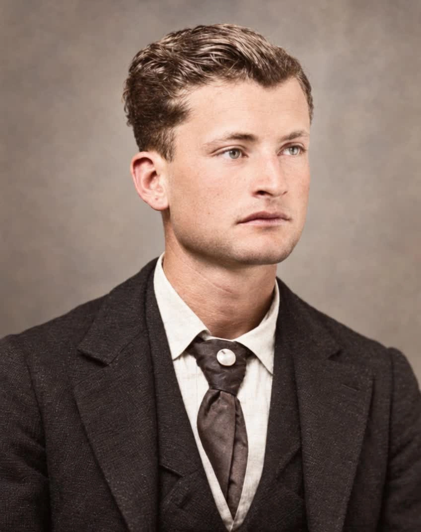 Reconstructed animated portrait of James Whitehead Perry Jr.; modern artistic interpretation