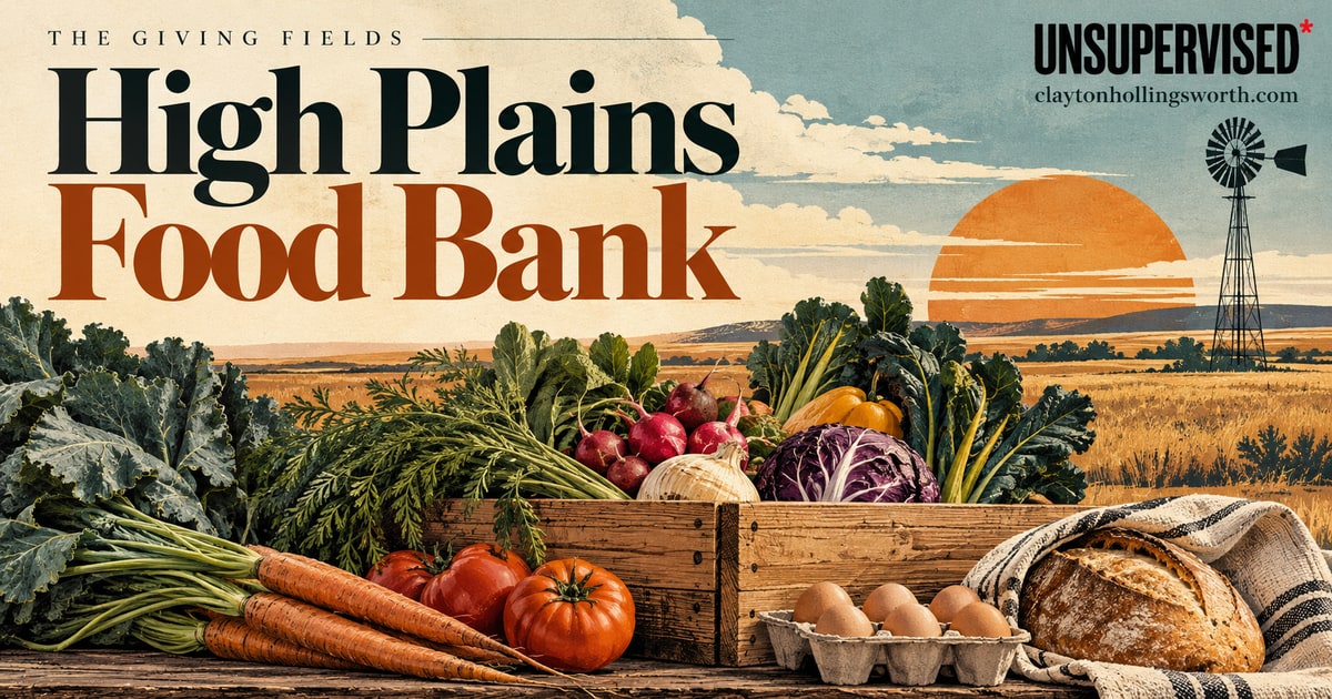 High Plains Food Bank — UNSUPERVISED*. Custom conceptual editorial artwork.