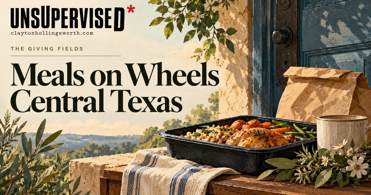 Meals on Wheels Central Texas — UNSUPERVISED*. Custom conceptual editorial artwork.