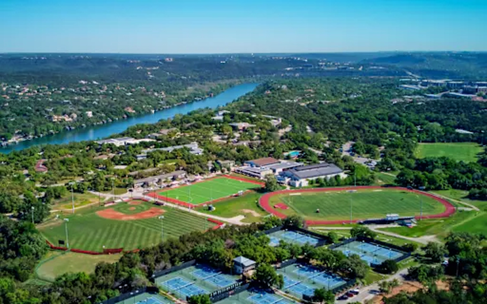 Aerial view of St. Stephen's Episcopal School in Austin
