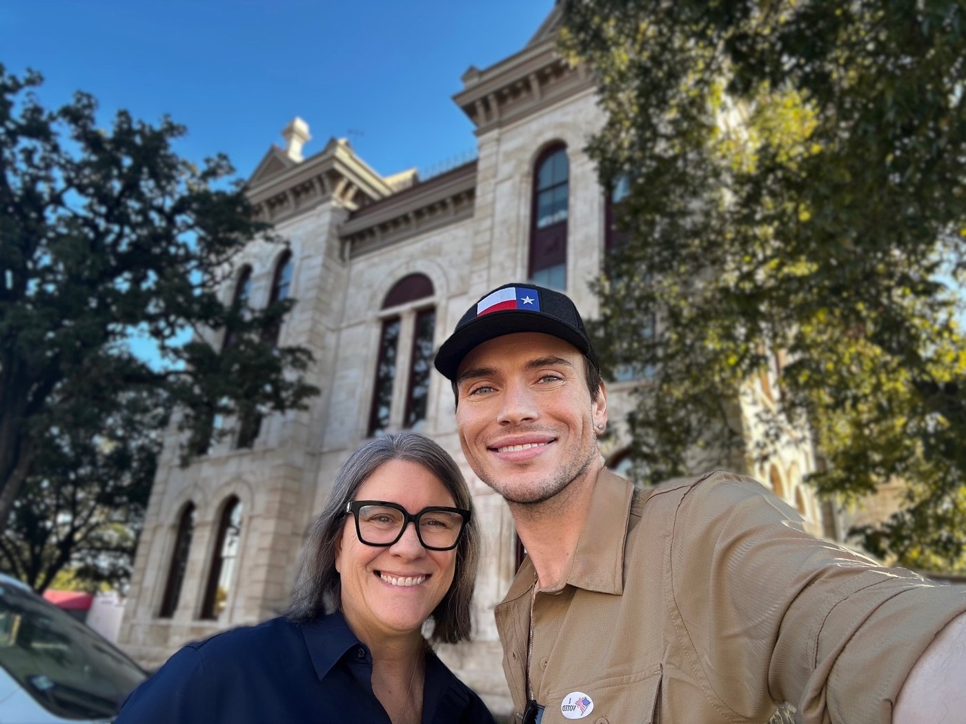 Clayton and Gigi in Meridian, October 24, 2026. The photograph behind a little AI mischief.