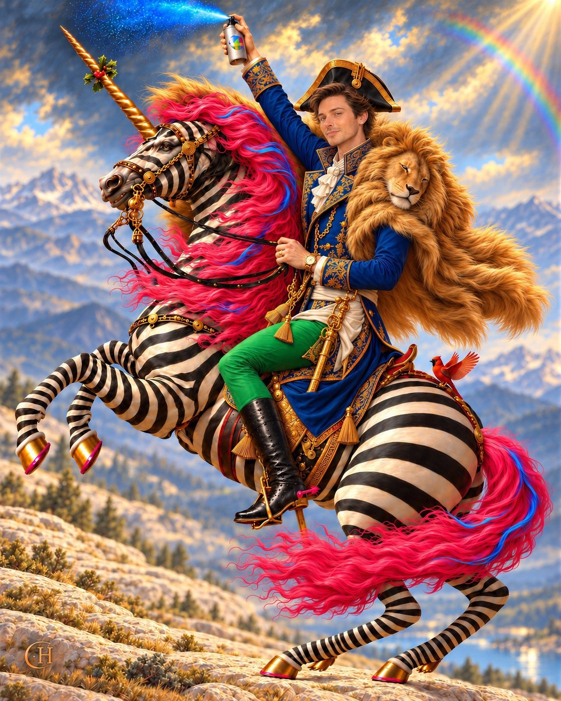 AI-assisted equestrian artwork by Clayton Hollingsworth. An imaginative composition inspired by Napoleon Crossing the Alps.